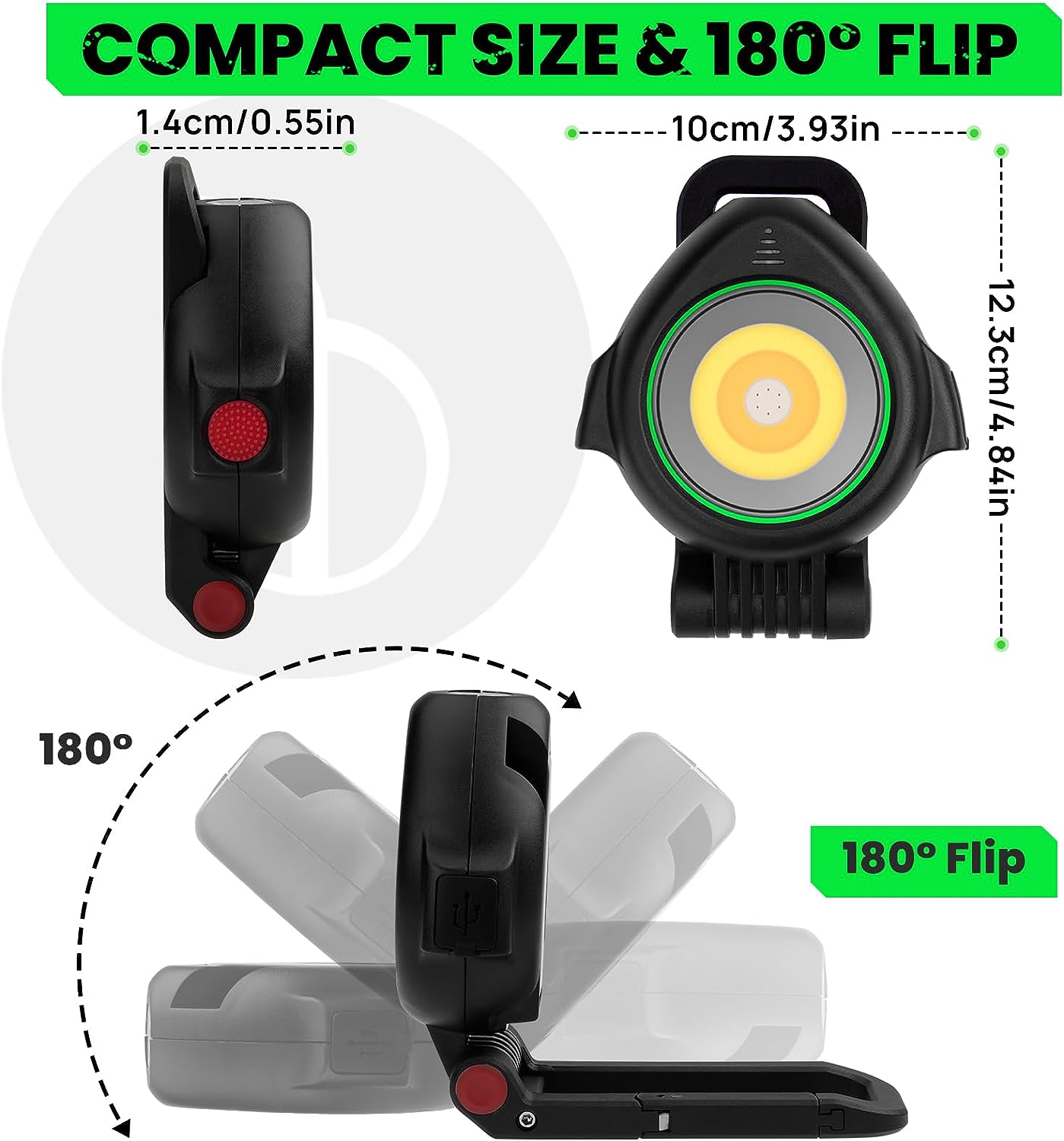 BIBURY 2 in 1 Flashlight Portable Magnetic Work lights