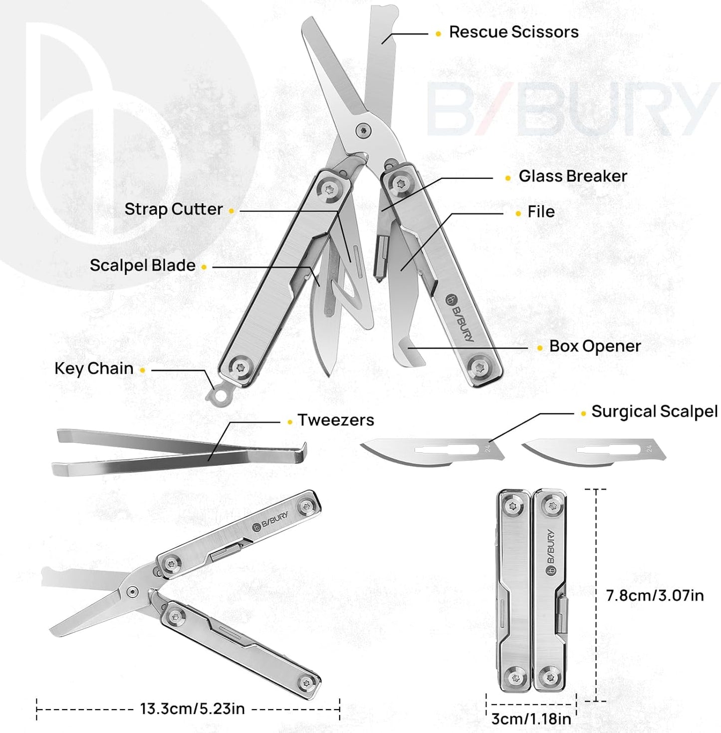 BIBURY Keychain Mini Multitool BI2052A