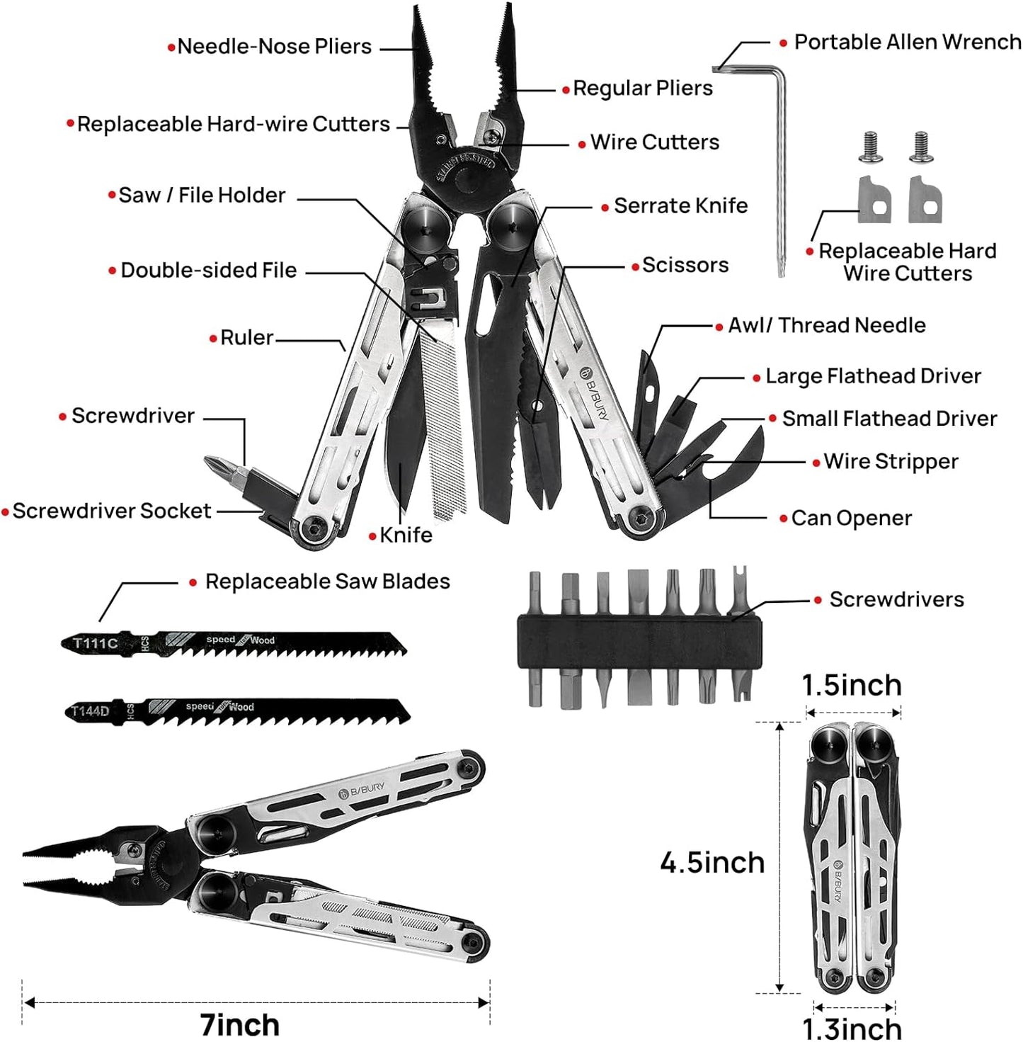 BIBURY 31 in 1 Multitool Pliers