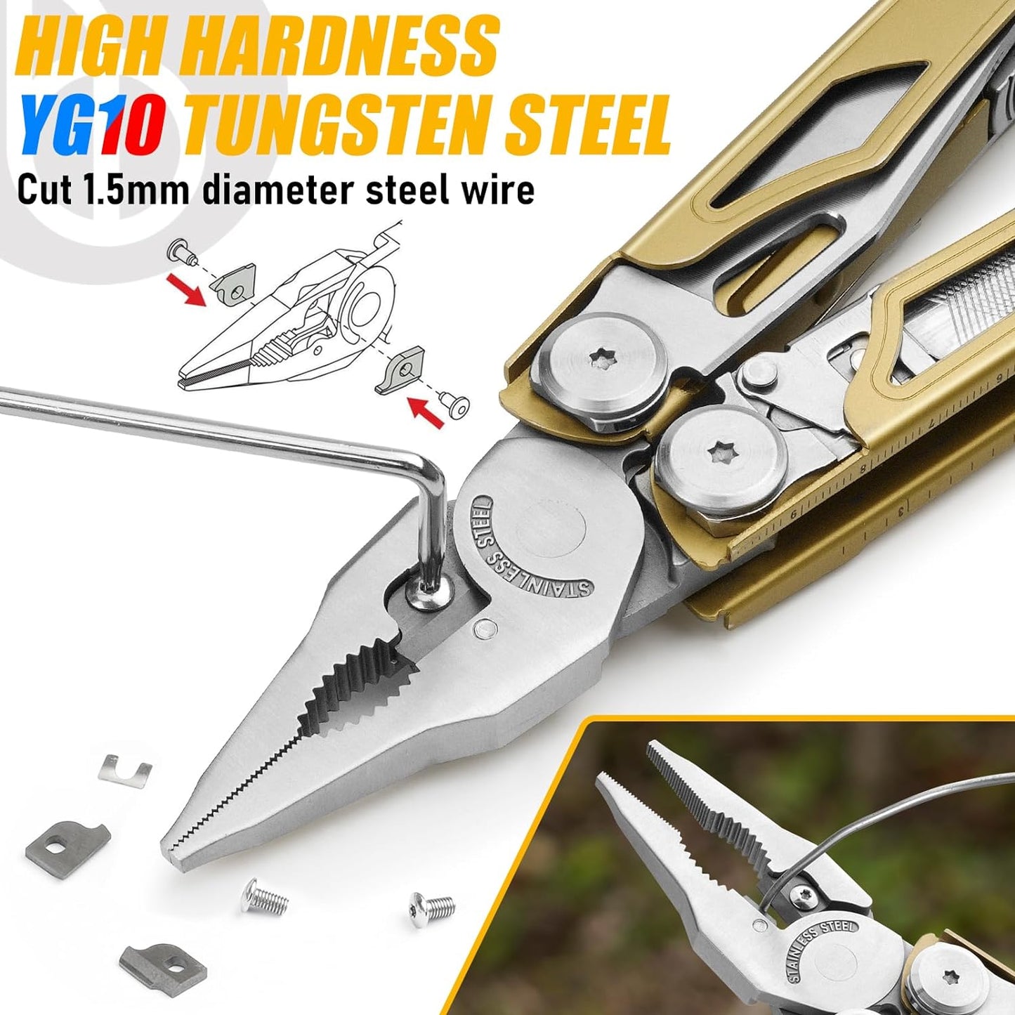 BIBURY 2045 Stainless Steel Multi Tool Golden