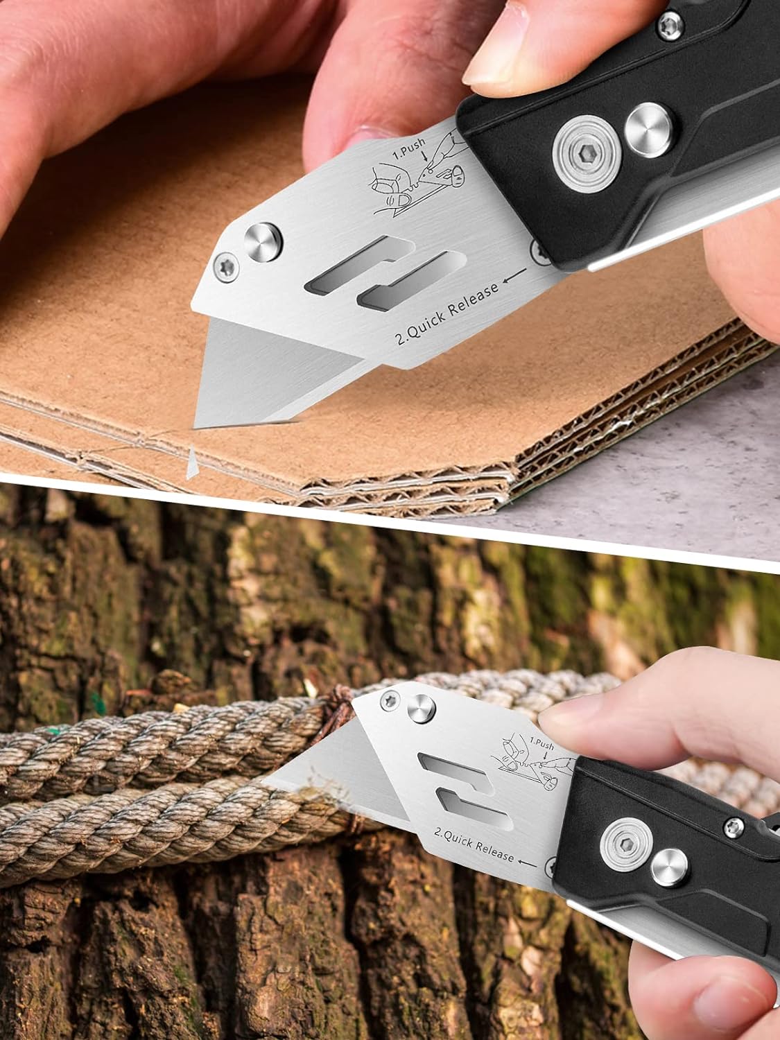 BIBURY Foldable Utility Knife with 15 Extra SK5 Stainless Steel Blades