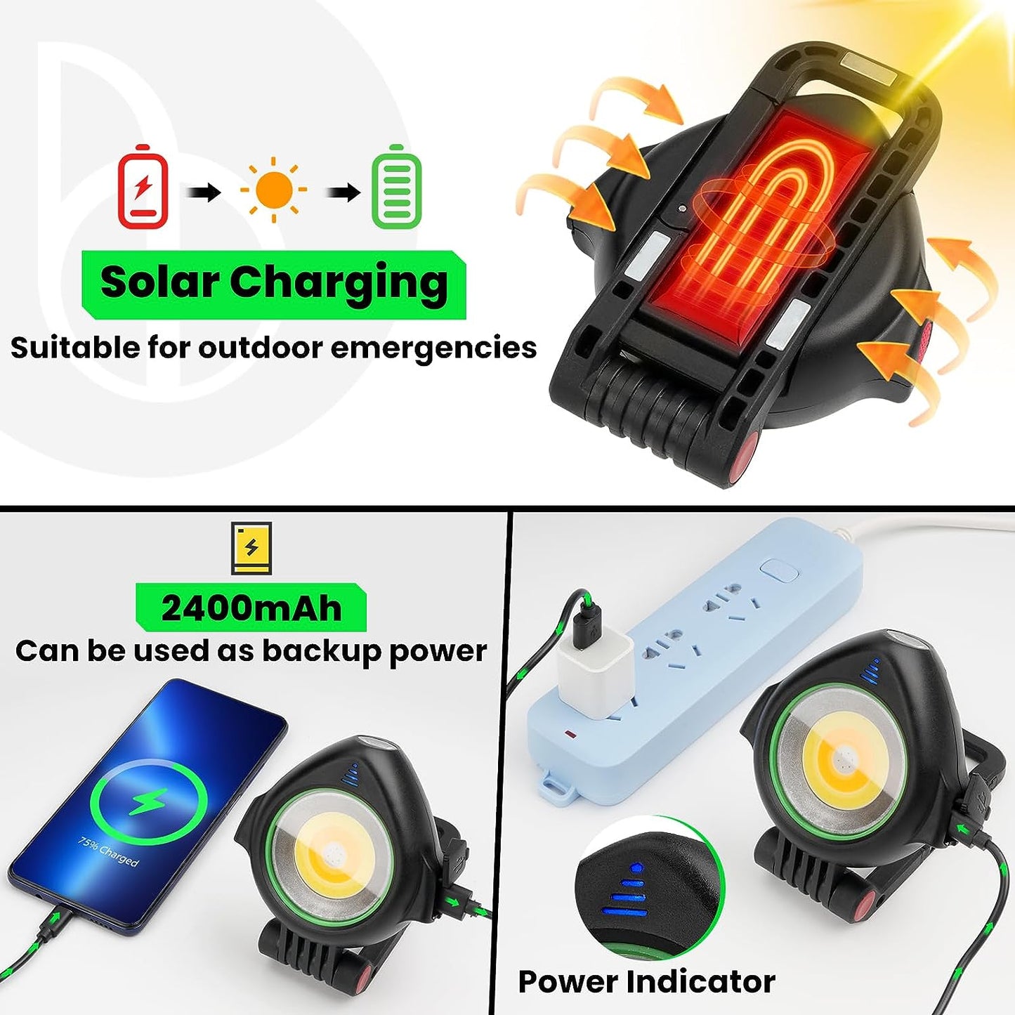 BIBURY 2 in 1 Flashlight Portable Magnetic Work lights