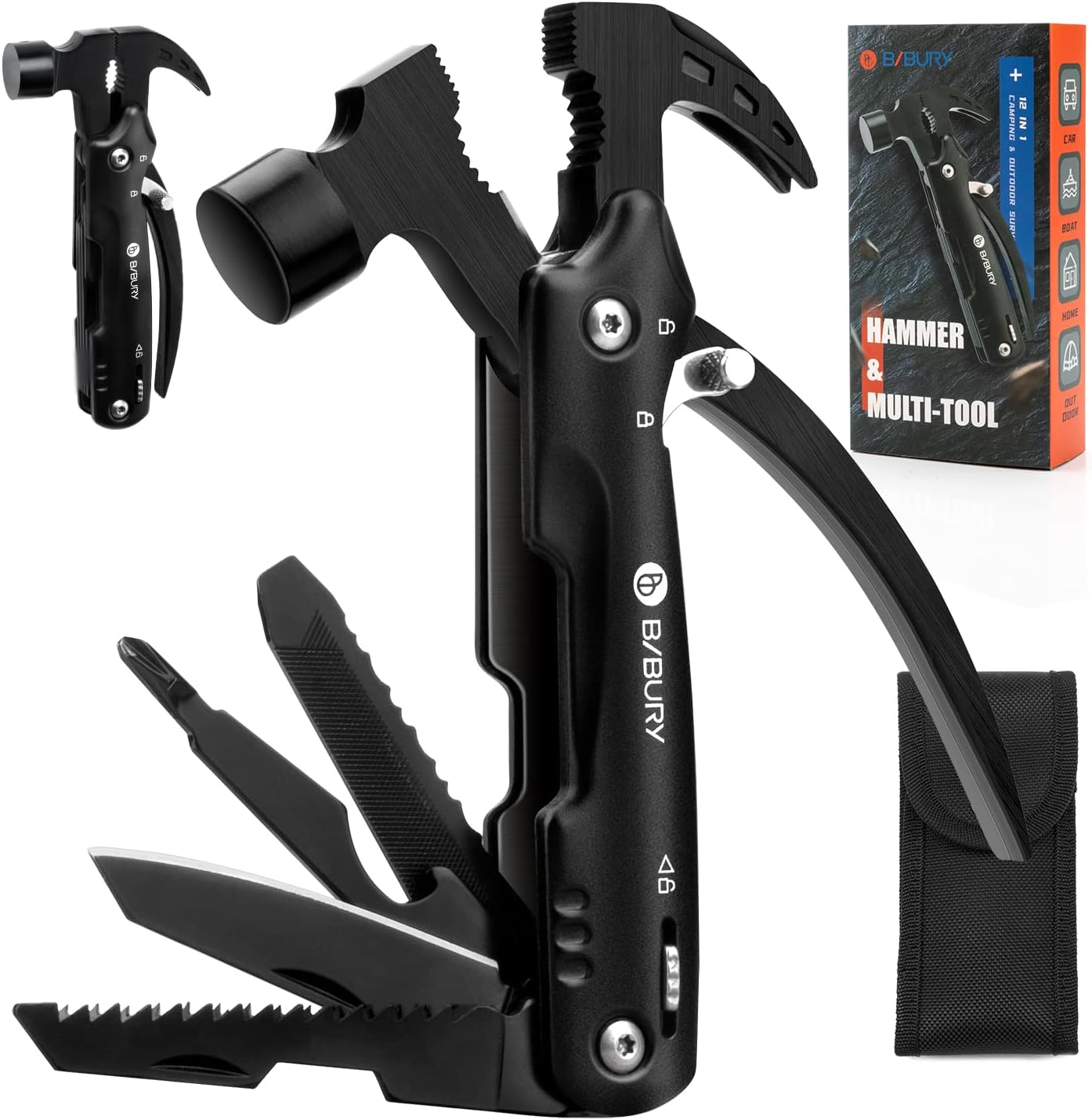 BIBURY 12 in 1 Hammer Multitool Camping Tool