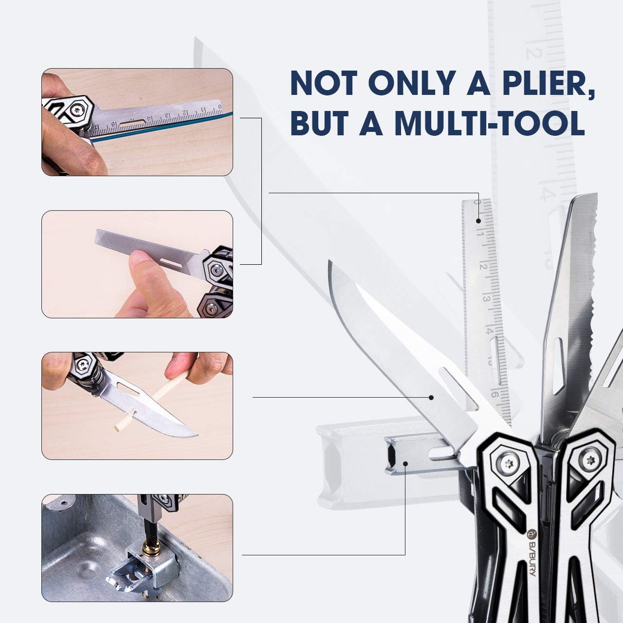 BIBURY 21-in-1 Multi-Purpose Pocket Knife Pliers Kit