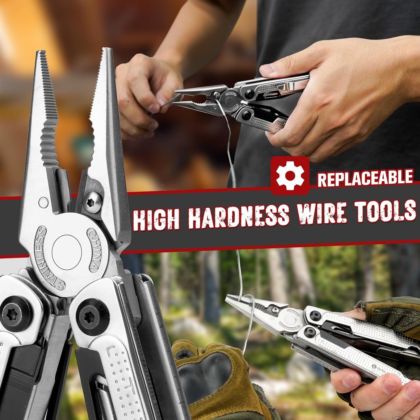 BI2048B,BIBURY Multitool Pliers Stainless Steel Multi Tool