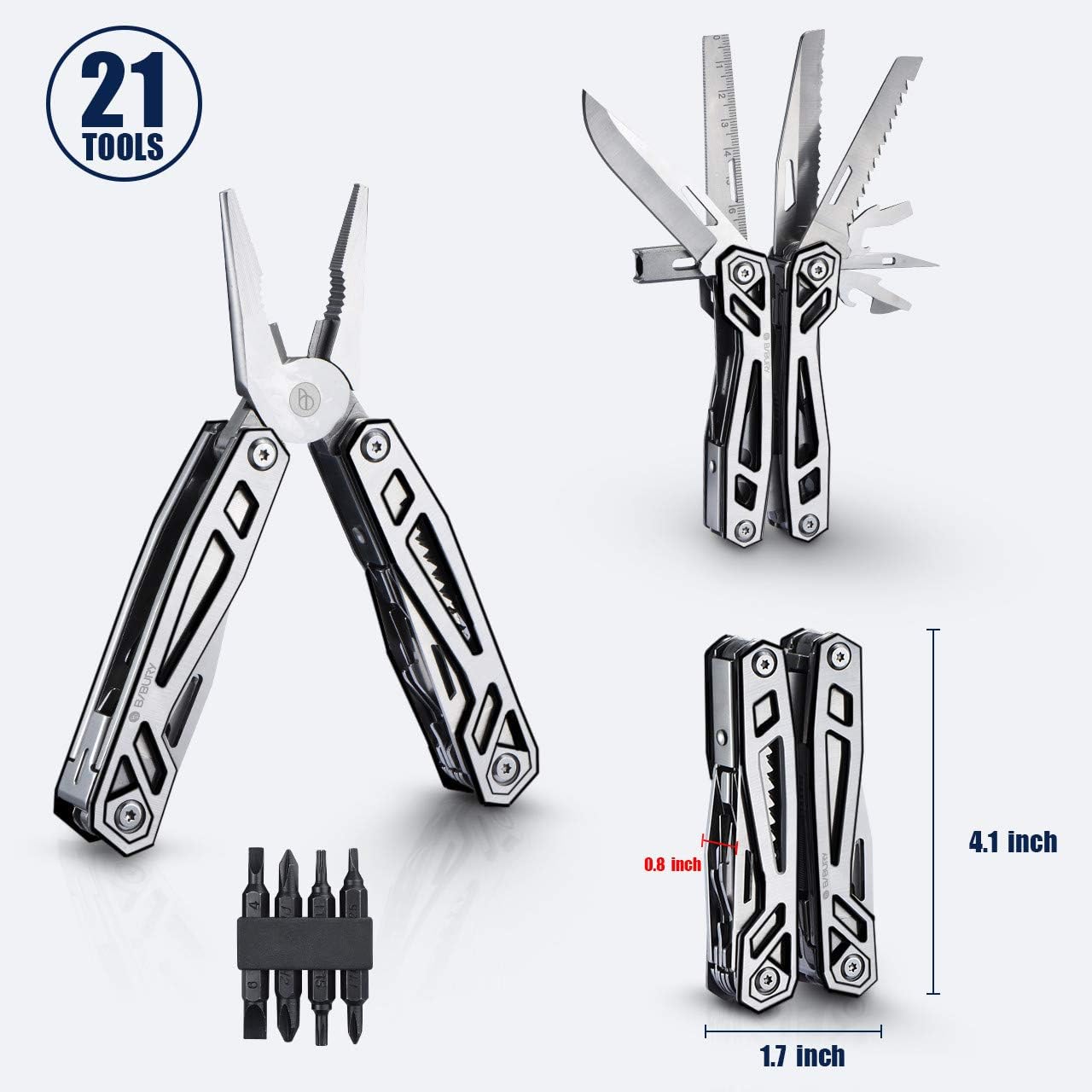 BIBURY 21-in-1 Multi-Purpose Pocket Knife Pliers Kit