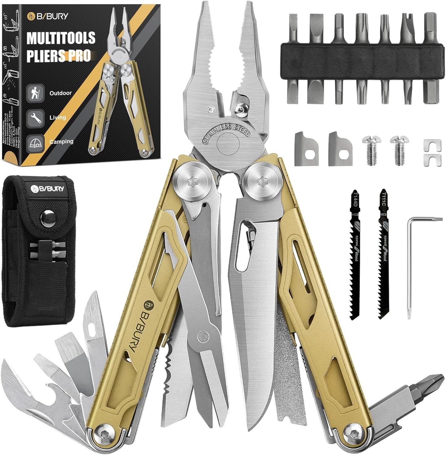BIBURY 2045 Stainless Steel Multi Tool Golden