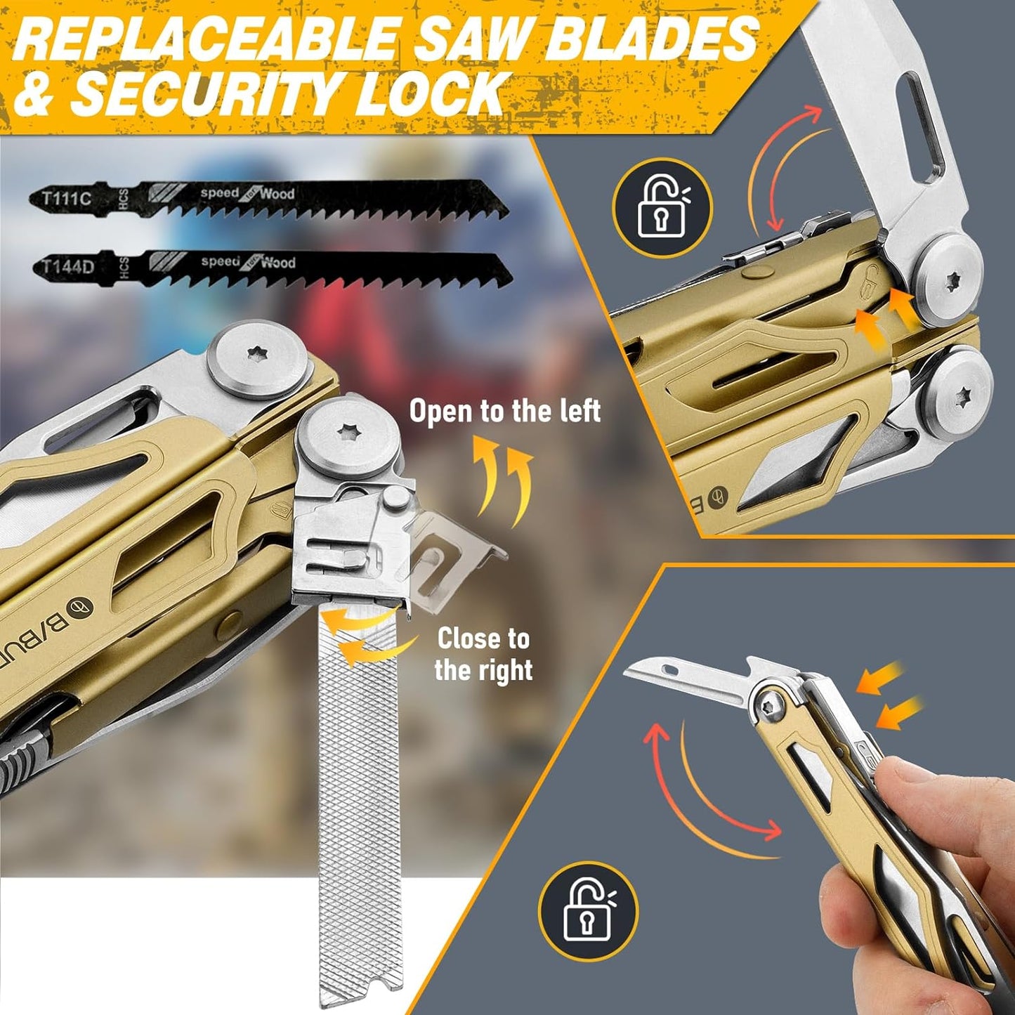 BIBURY 2045 Stainless Steel Multi Tool Golden