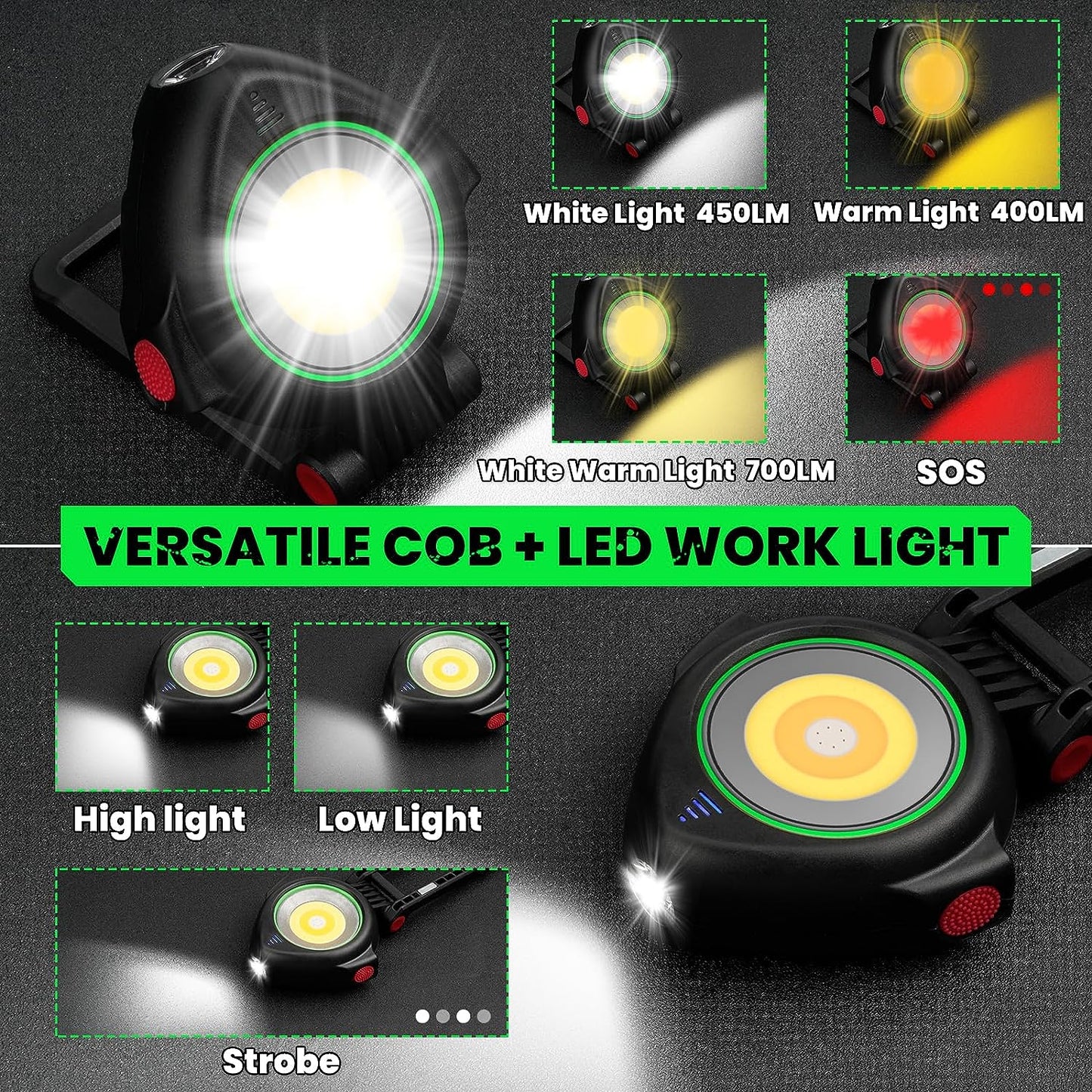 BIBURY 2 in 1 Flashlight Portable Magnetic Work lights