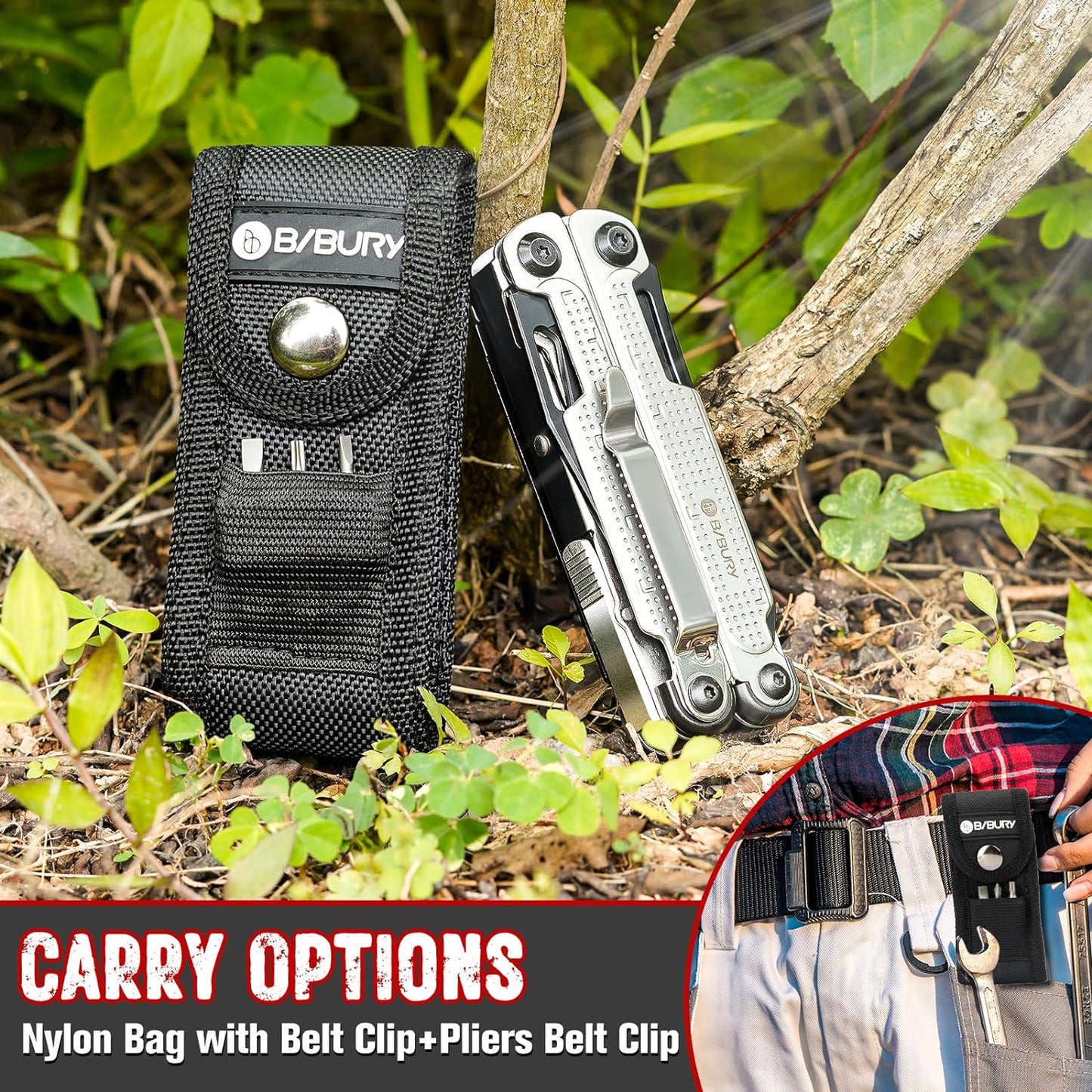 BI2048B,BIBURY Multitool Pliers Stainless Steel Multi Tool