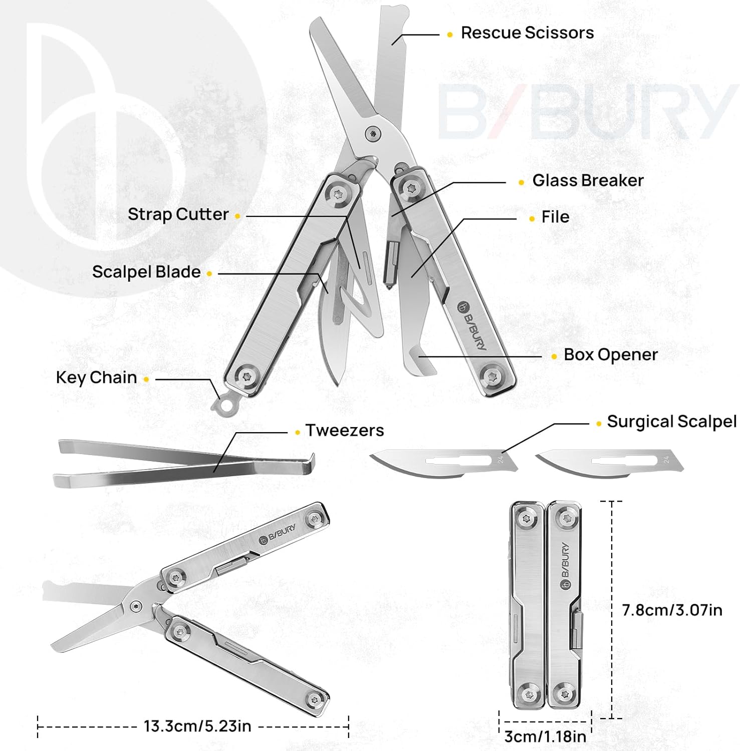 BIBURY Keychain Mini Multitool BI2052A
