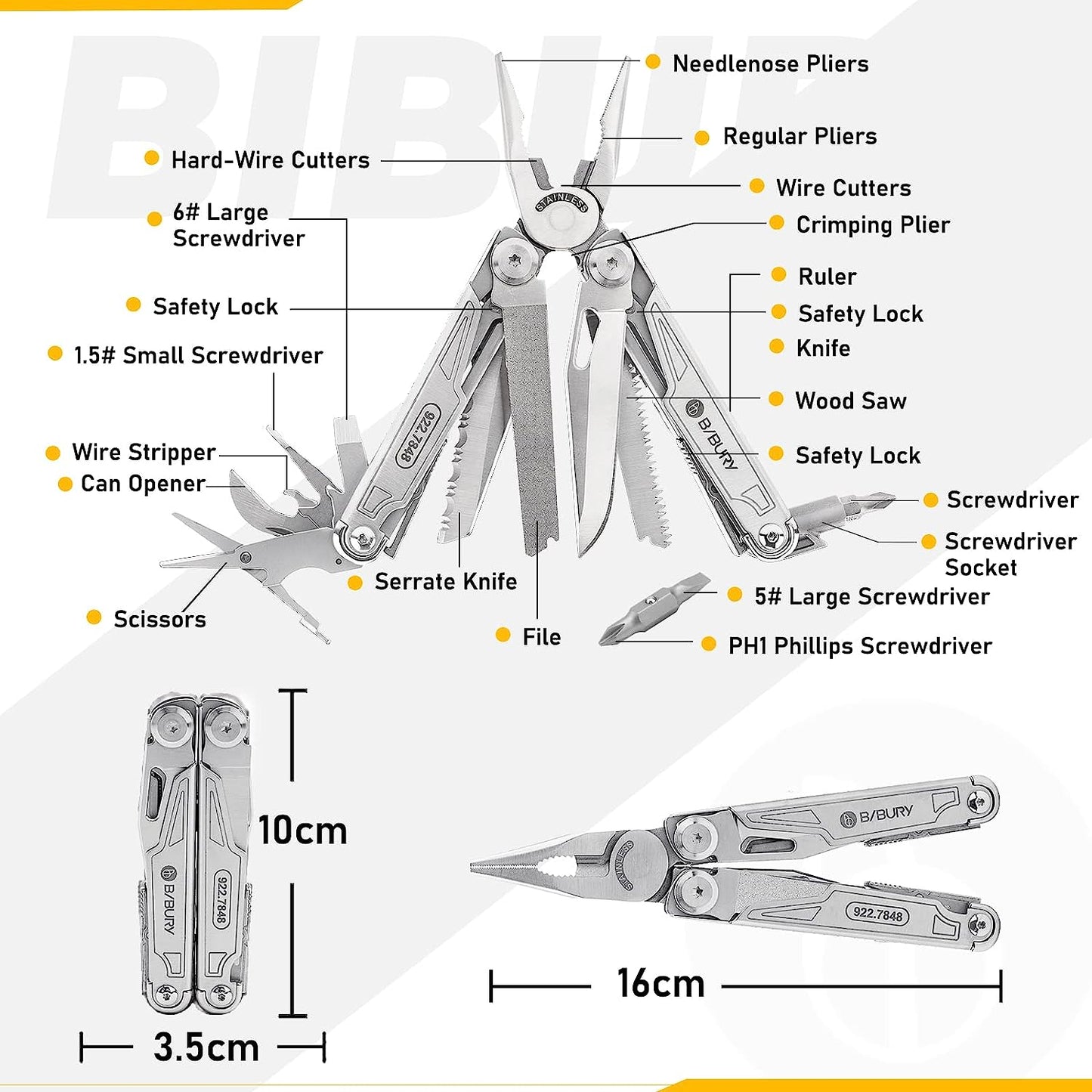 BIBURY 19-in-1 Stainless Steel Multi Tool