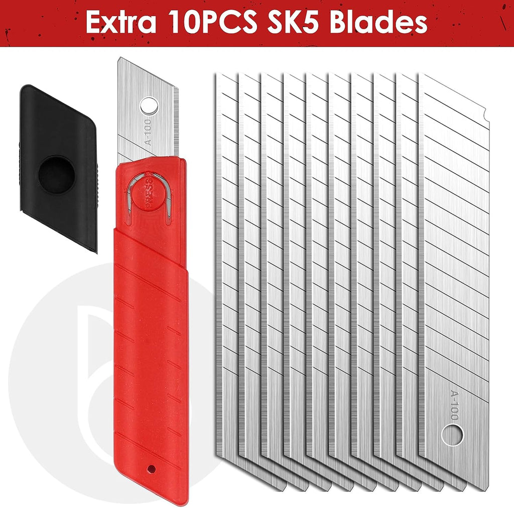 BIBURY 2 Pack Utility Knife with 10PCS replaceable Blades (18mm Wide)