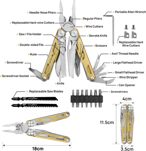 BIBURY 2045 Stainless Steel Multi Tool Golden