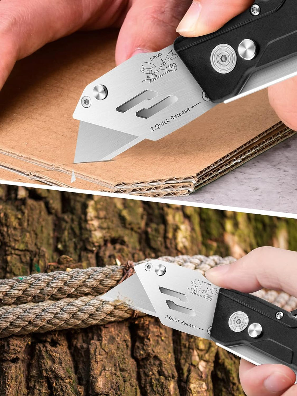 BIBURY Foldable Utility Knife with 15 Extra SK5 Stainless Steel Blades