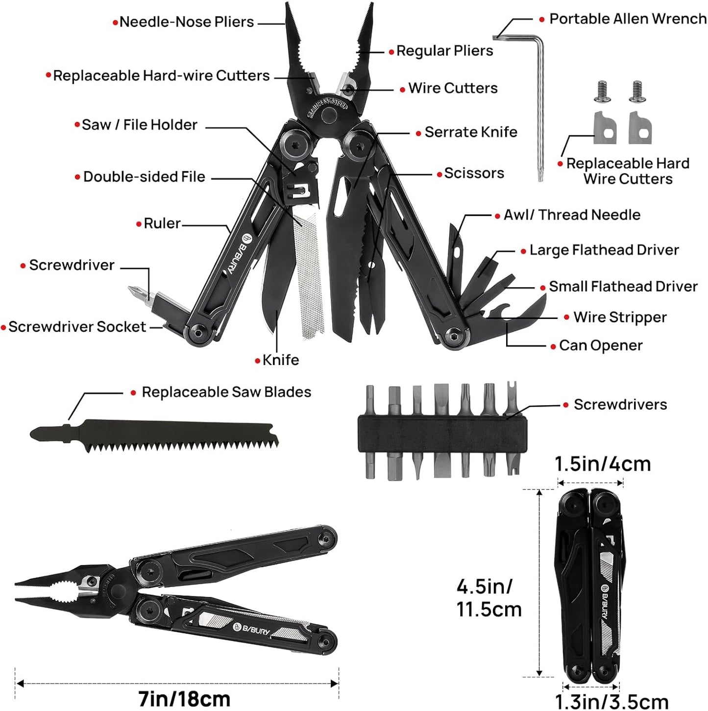 BIBURY 2045AB Stainless Steel Multitool