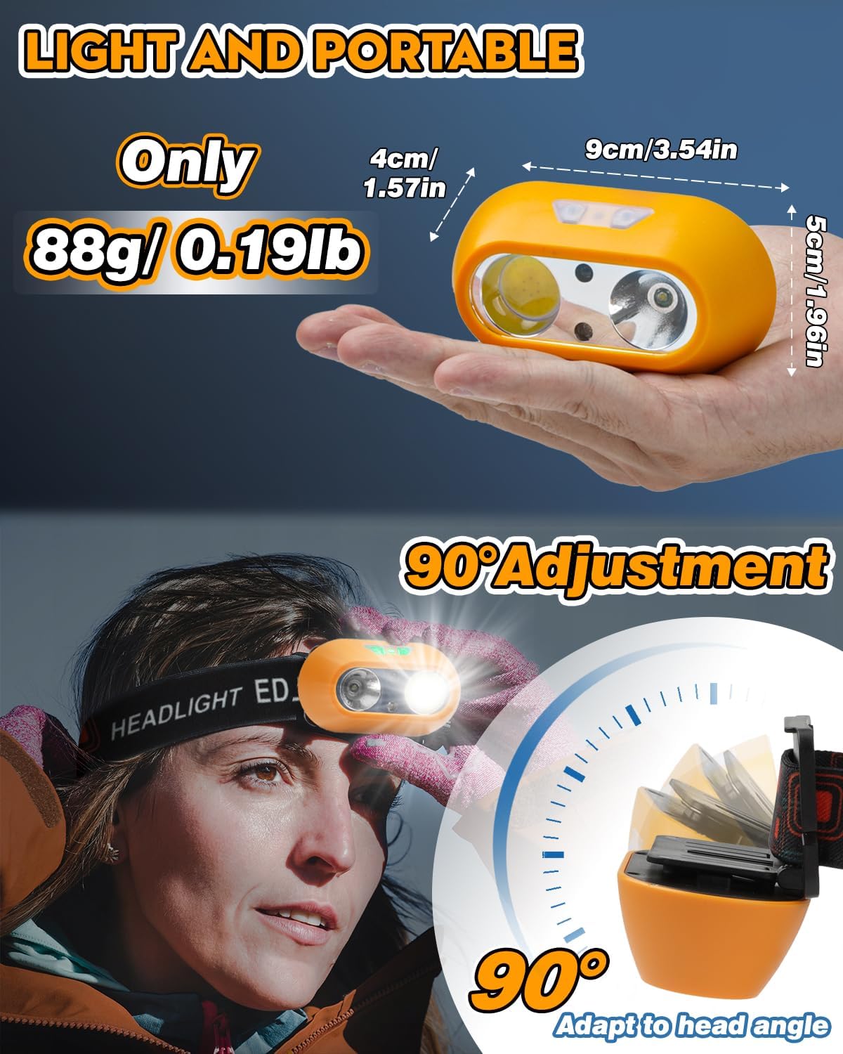 BIBURY 2 Pack Headlamp Rechargeable