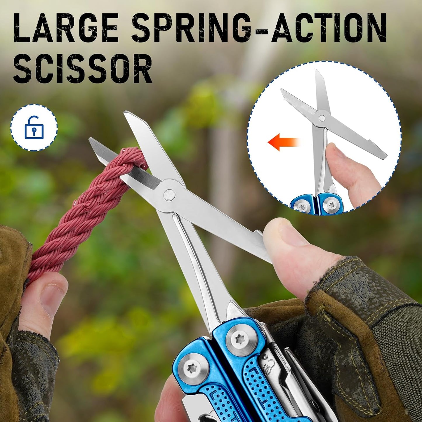 BIBURY Multitool Pliers with Blue Titanium Handle & 440A Knfie, BI2049BL