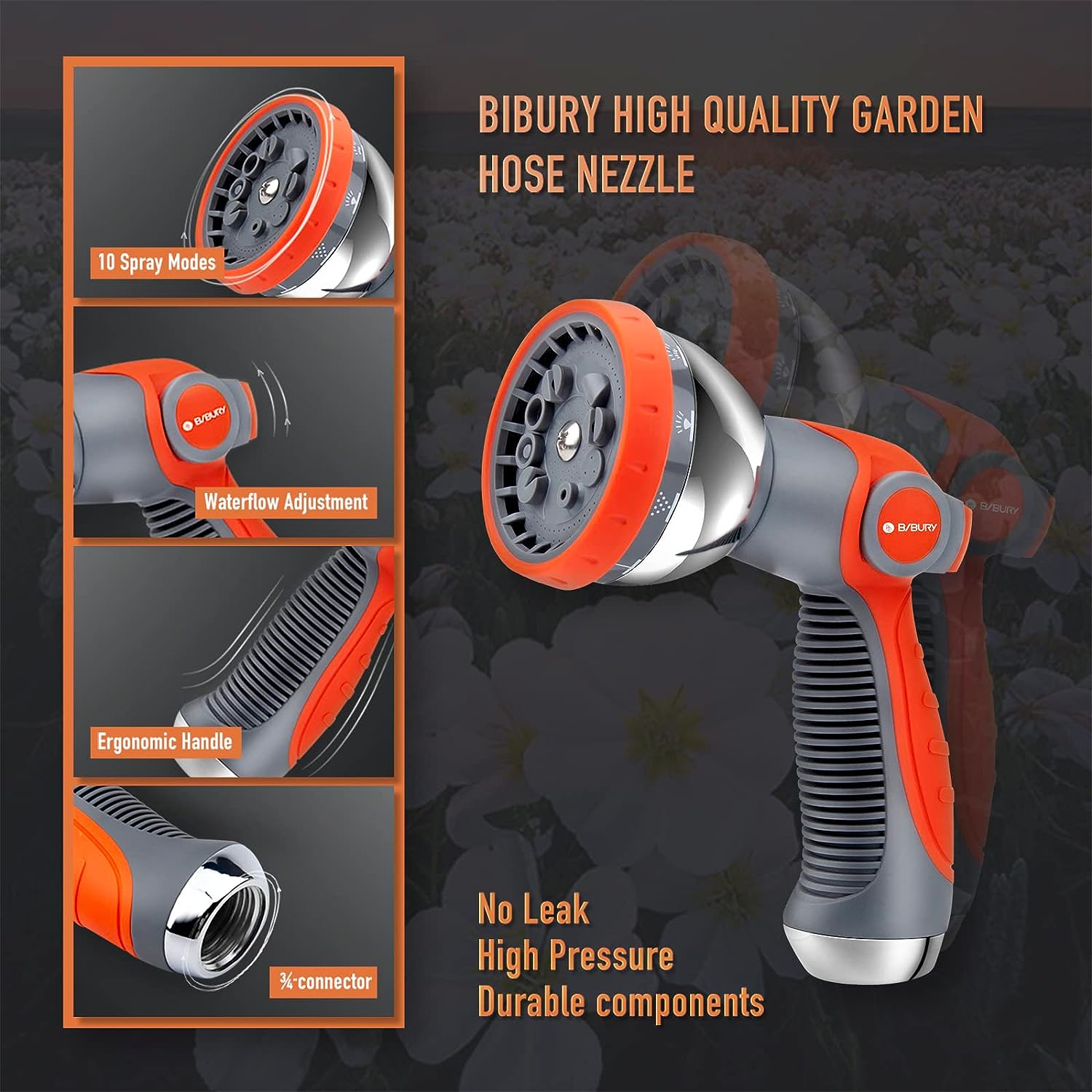 garden hose hand sprayer BIBURY Hand Sprayer with 10 Spray Patterns