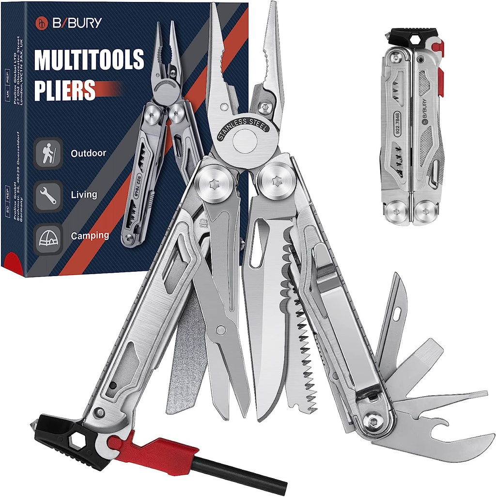 BIBURY 2038B (22-in-1) Stainless Steel Multi Tool with Flint