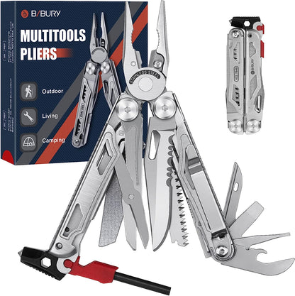 BIBURY 2038B (22-in-1) Stainless Steel Multi Tool with Flint