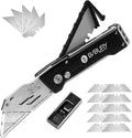 BIBURY Foldable Utility Knife with 15 Extra SK5 Stainless Steel Blades