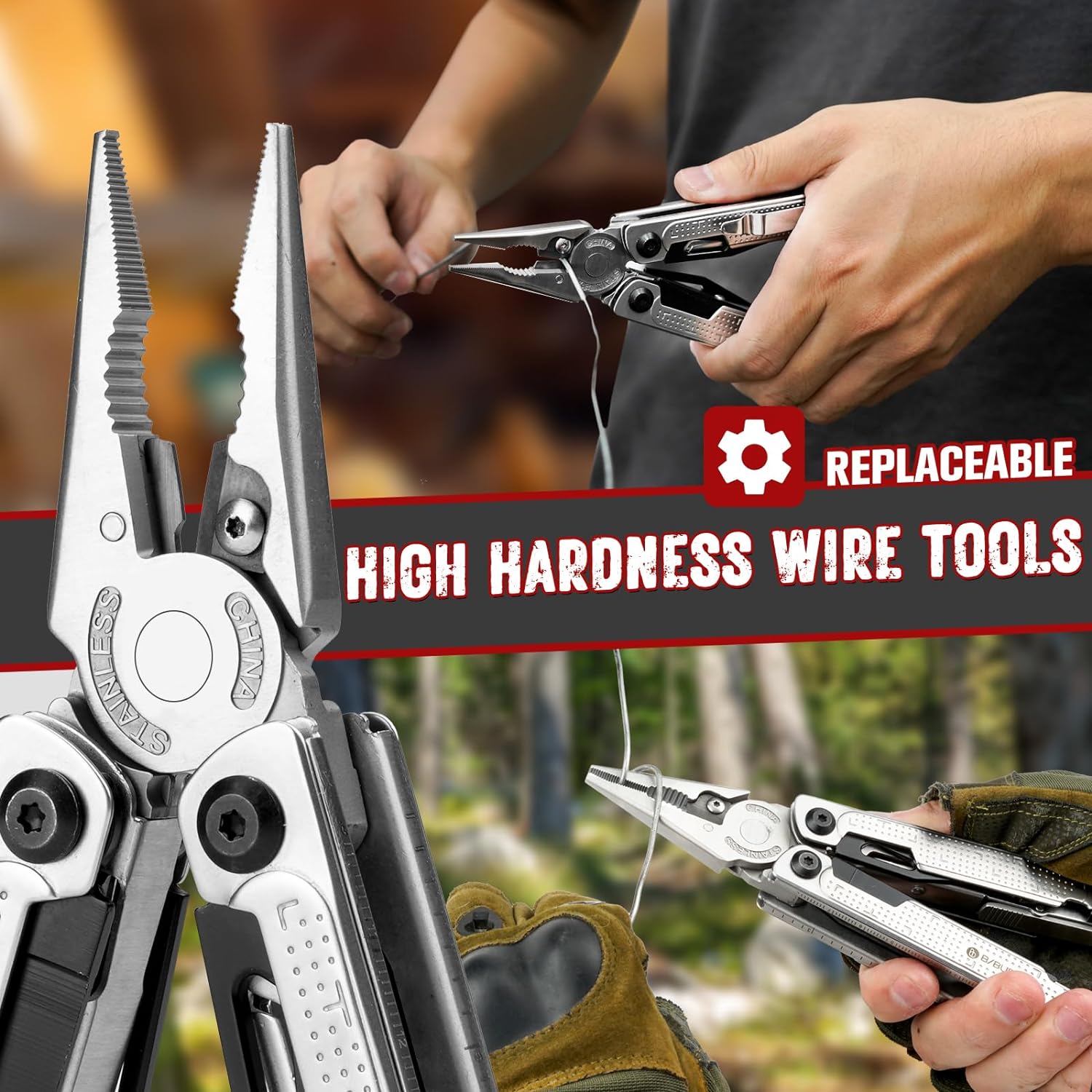 BI2048B,BIBURY Multitool Pliers Stainless Steel Multi Tool