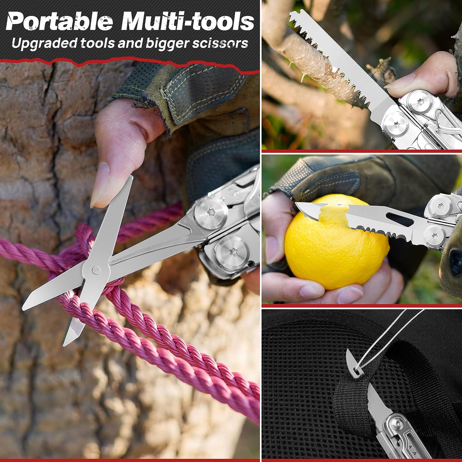 BIBURY 2038B (22-in-1) Stainless Steel Multi Tool with Flint