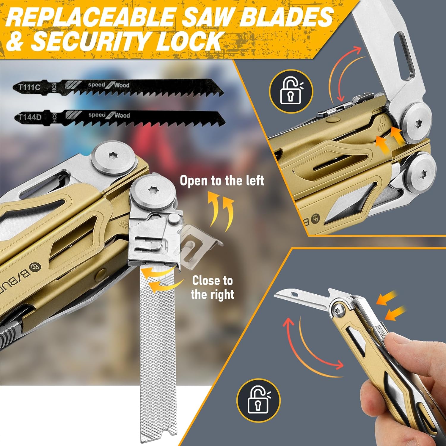 BIBURY 2045 Stainless Steel Multi Tool Golden