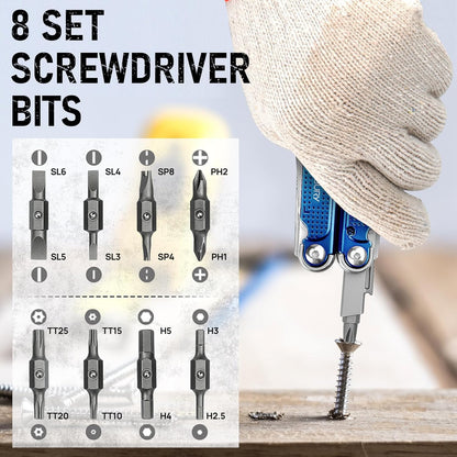 BIBURY Multitool Pliers with Blue Titanium Handle & 440A Knfie, BI2049BL
