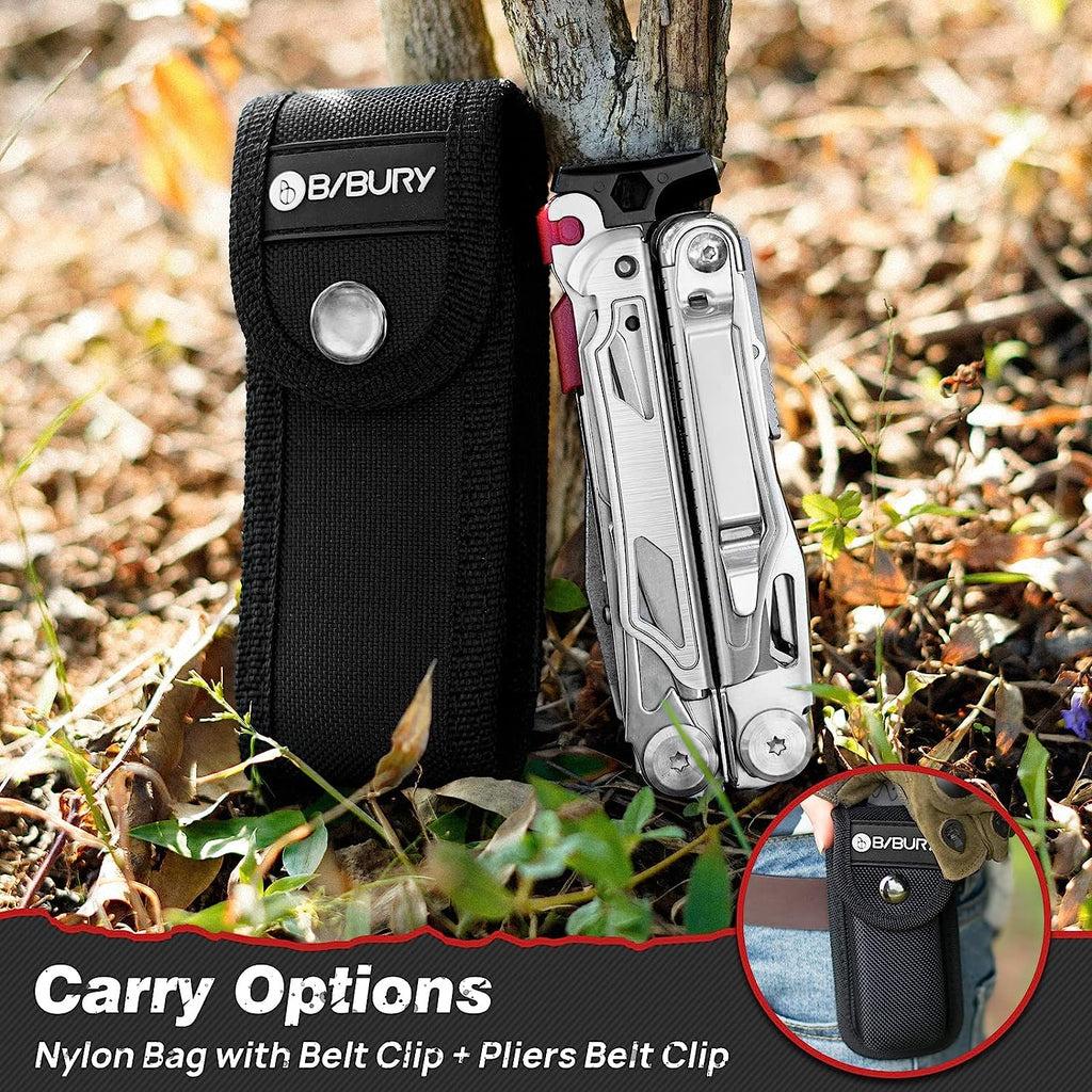 BIBURY 2038B (22-in-1) Stainless Steel Multi Tool with Flint