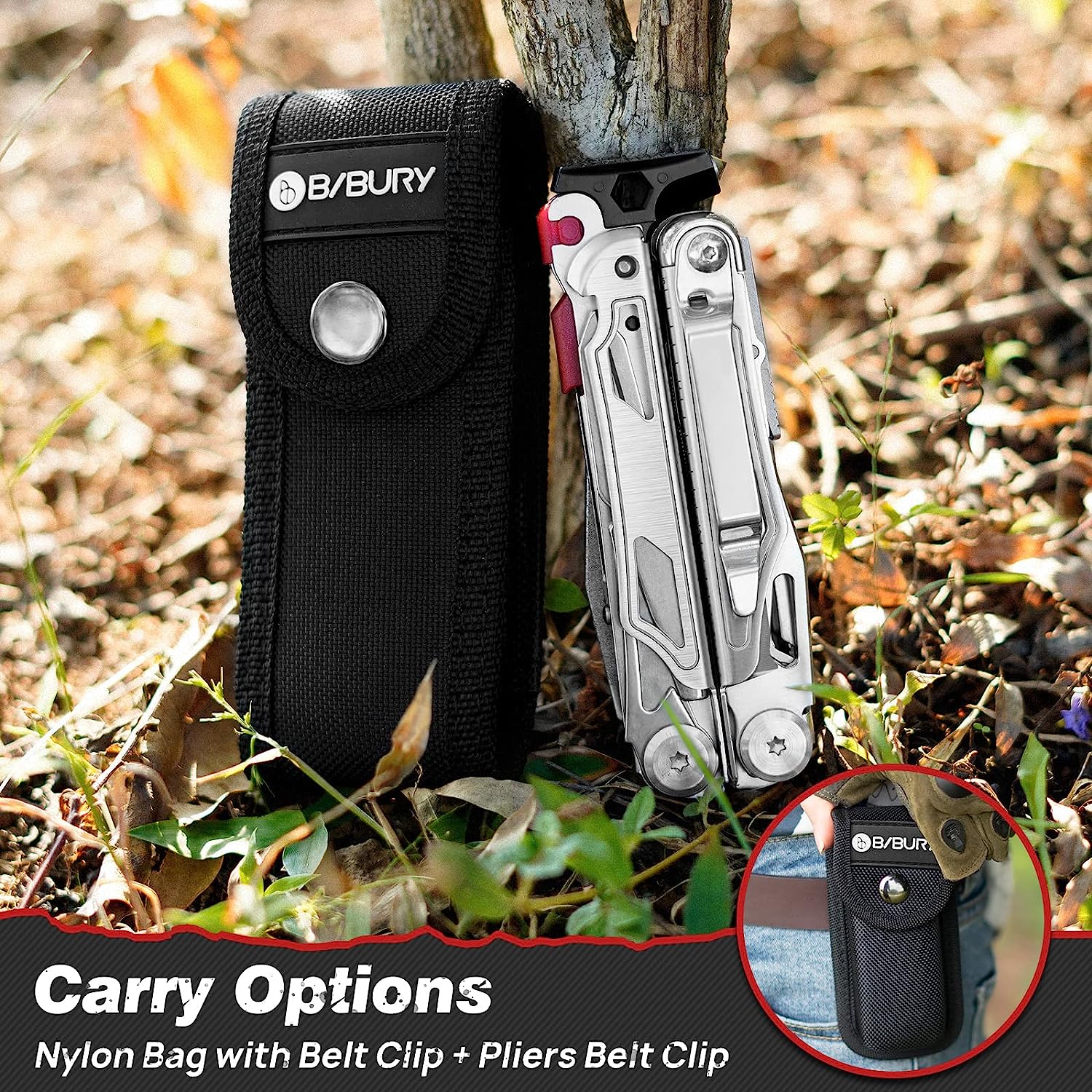 BIBURY 2038B (22-in-1) Stainless Steel Multi Tool with Flint